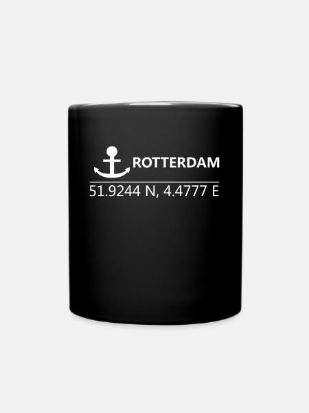 Port de Rotterdam coordonnées du port Pays-Bas - Mug uni - noir