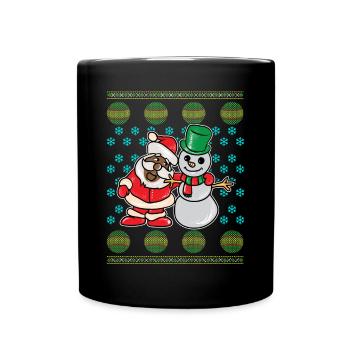 Weihnachten und Schneemann - Tasse einfarbig - Schwarz - Vorne