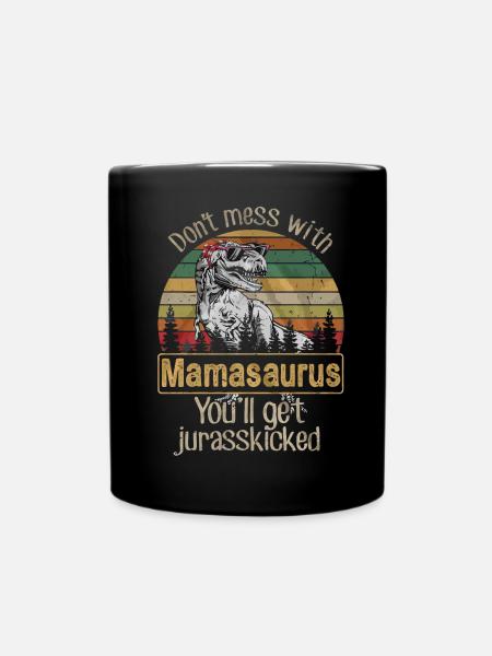 Ne plaisante pas avec la chemise mamasaurus - Mug uni - noir