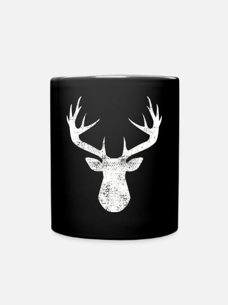 Hirschgeweih - Tasse einfarbig - Schwarz