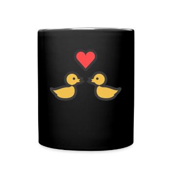 Embrasser des canards super mignon conception de l'idée de cadeau d'amour Saint Valentin - Mug uni - noir - Devant