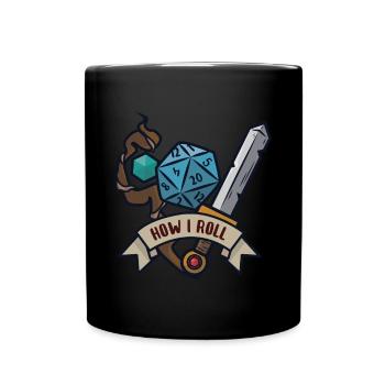 Rollenspiel Würfel - Tasse einfarbig - Schwarz - Vorne