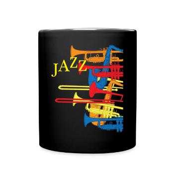 Trombone de jazz trompette - Musique Instrument Band - Mug uni - noir - Devant