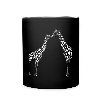 Giraffe Pärchen Tiergeschenk - Tasse einfarbig - Schwarz - Vorne