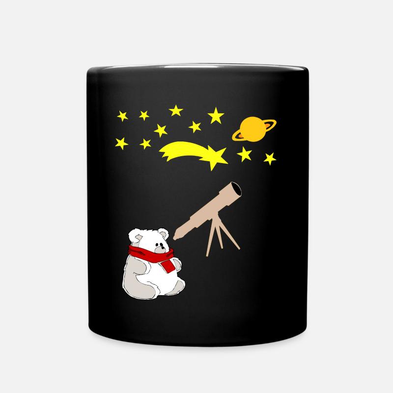 Astronomy polar bear polar bear starry sky telescope - Full Colour Mug - black