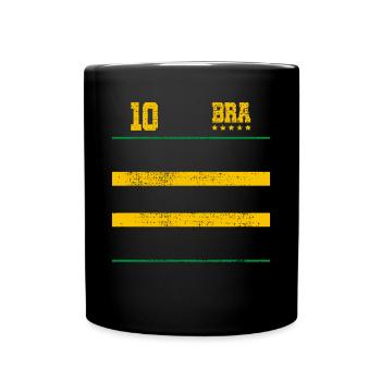Retro Soccer Brazil jersey - Full Colour Mug - black - Front