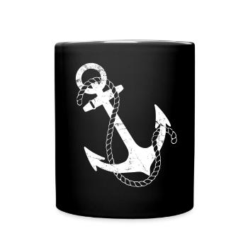 Retro Nautical Anchor - Full Colour Mug - black - Front