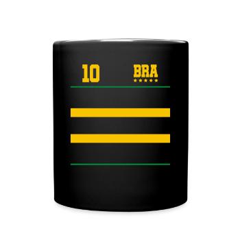 Brasilien Trikot Fussball - Tasse einfarbig - Schwarz - Vorne