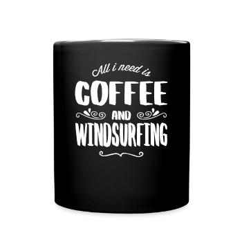 Windsurfing & Coffee - Tasse einfarbig - Schwarz - Vorne