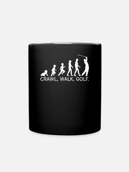 Crawl Walk Golf Evolution - Full Colour Mug - black
