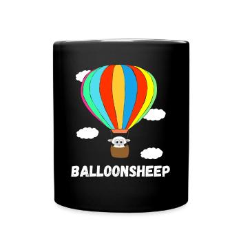 Hot air balloon sheep balloon ride lambs airship - Full Colour Mug - black - Front