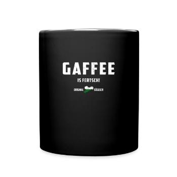Kaffe ist fertig - Sachsen Sprache - sächsisch - Tasse einfarbig - Schwarz - Vorne
