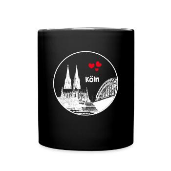 Kölner Dom - Tasse einfarbig - Schwarz - Vorne