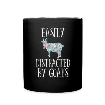 Facilement distrait par les chèvres - Mug uni - noir - Devant