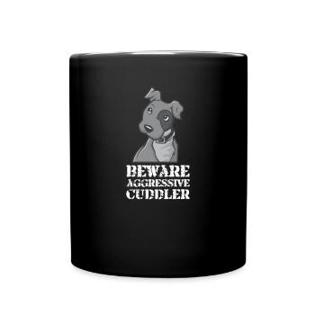 Hund Hunde Hündchen Knuddeln Geschenk - Tasse einfarbig - Schwarz - Vorne