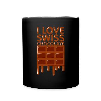 Ich liebe Schweizer Schokolade Geschenk - Tasse einfarbig - Schwarz - Vorne