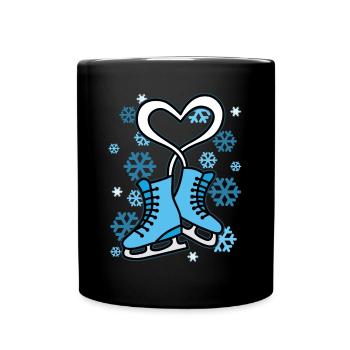 Schlittschuhe Eiskunstlauf Liebe Eis - Tasse einfarbig - Schwarz - Vorne
