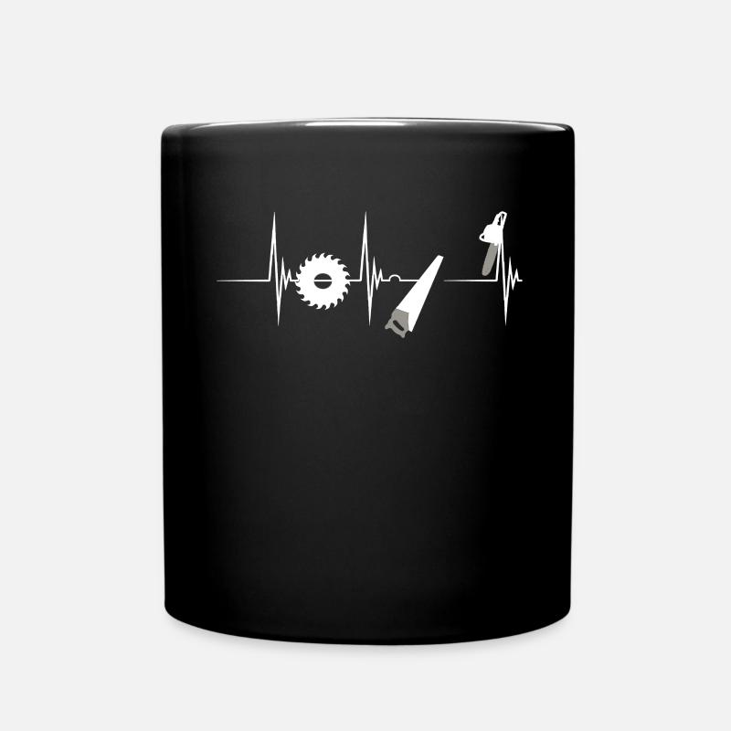 Handwerker-Herzschlag Sägen-Pulsschlag EKG Hausbau - Tasse einfarbig - Schwarz