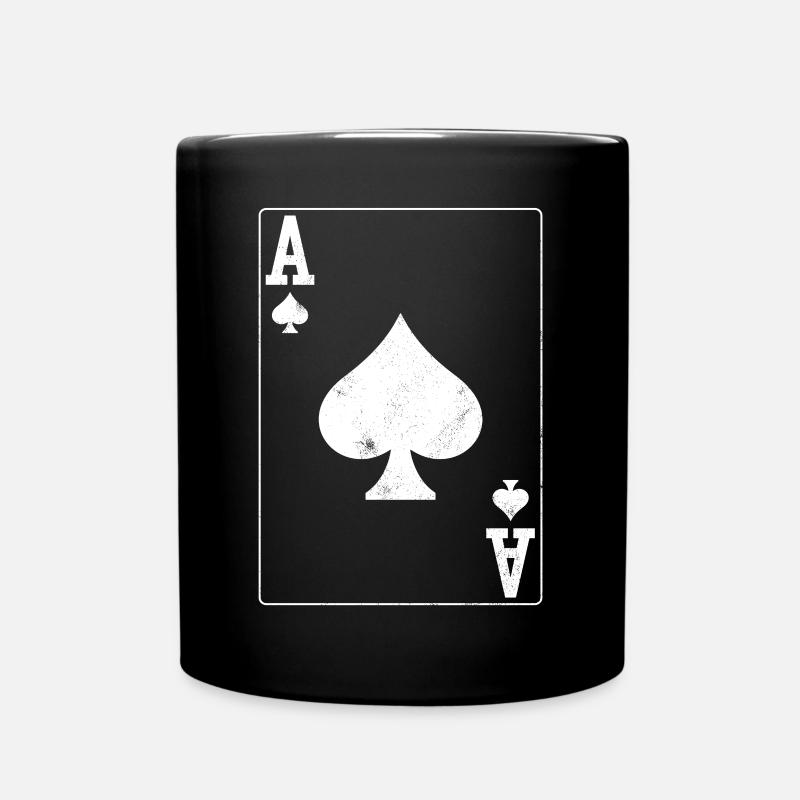 Poker Ass Karte - Tasse einfarbig - Schwarz
