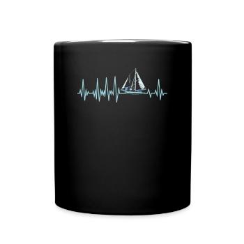 Herzschlag segeln Segelboot Segelschiff Geschenk - Tasse einfarbig - Schwarz - Vorne