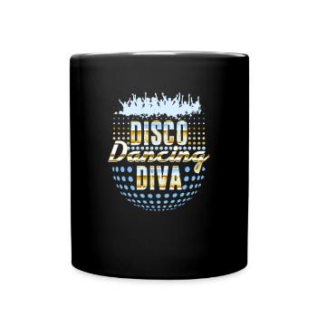 Disco Dancing Diva 1970s Vintage Retro - Full Colour Mug - black - Front