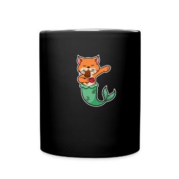 Meow Meowmaid chat sirène de la mer idée de cadeau de glace - Mug uni - noir - Devant