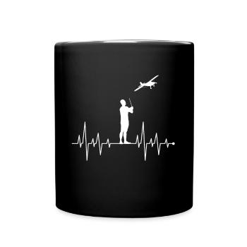 Battement cardiaque Rythme cardiaque Ligne de cœur Modèle - Mug uni - noir - Devant