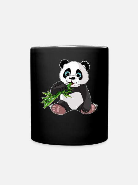 süßer Panda Bär, Geschenk, Bambus,Cartoon,Niedlich - Tasse einfarbig - Schwarz