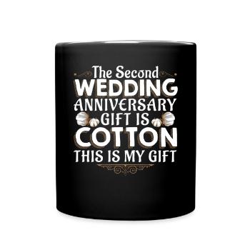 2nd wedding anniversary cotton wedding gift - Full Colour Mug - black - Front