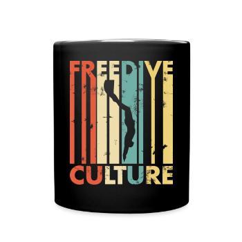 Free diving culture retro silhouette - Full Colour Mug - black - Front