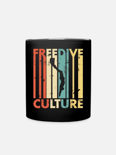 Free diving culture retro silhouette - Full Colour Mug - black