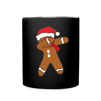 Funny dab gingerbread man christmas gift idea - Full Colour Mug - black - Front