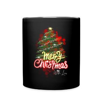 Frohe Weinachten - Tasse einfarbig - Schwarz - Vorne