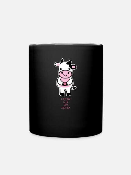 I Love You To The Moo And Back - Cute Cow - Full Colour Mug - black