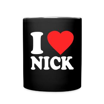 Ich liebe Nick - Tasse einfarbig - Schwarz - Vorne