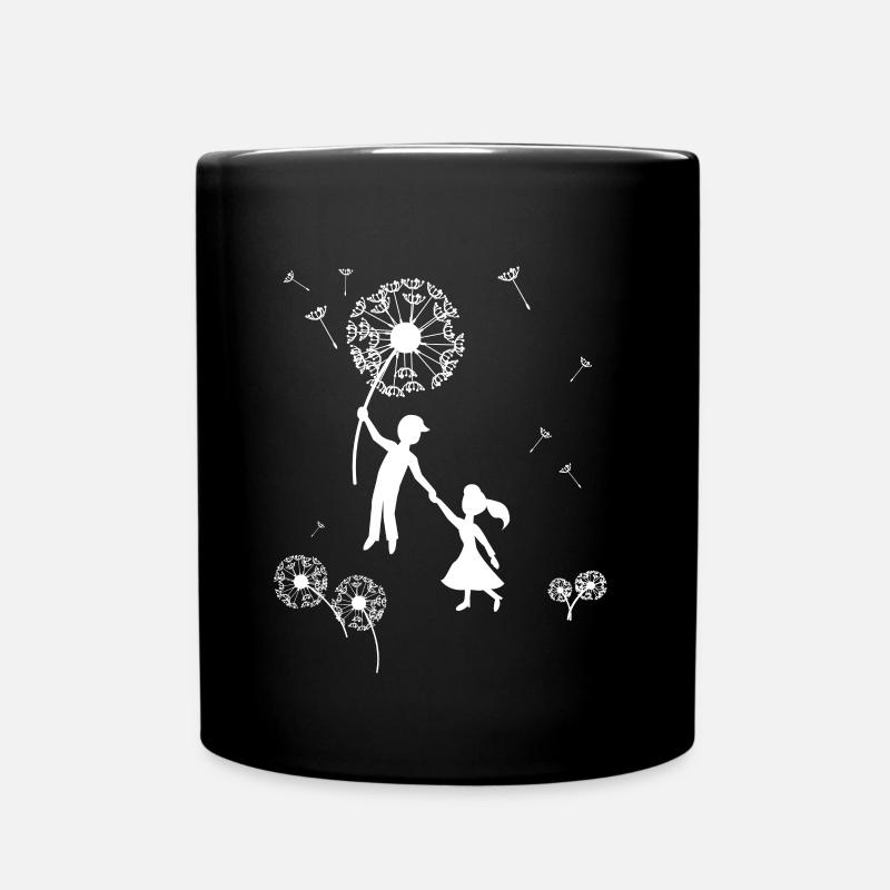 Pusteblume Junge und Mädchen - Tasse einfarbig - Schwarz