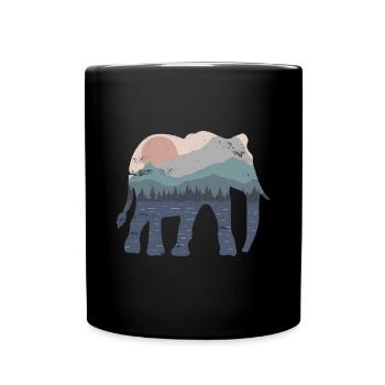 Elephant Berge Weihnachten Safari Geschenk - Tasse einfarbig - Schwarz - Vorne