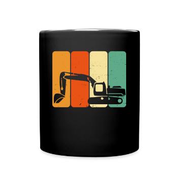 Excavator machine operator work job job gala construction - Full Colour Mug - black - Front