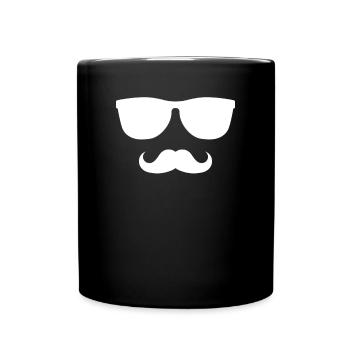 lunettes de soleil avec moustaches de moustache - Mug uni - noir - Devant
