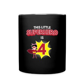 4ème anniversaire de super-héros de bande dessinée cadeau enfants - Mug uni - noir - Devant
