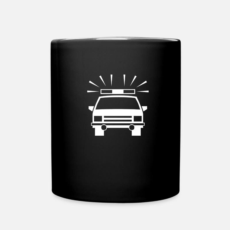Polizei Blaulicht - interessantes Shirt - Tasse einfarbig - Schwarz