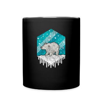 Eisbär Süß Kinder Schnee Motiv Winter - Tasse einfarbig - Schwarz - Vorne