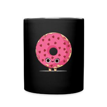 donut bagel kuchen backen bäcker backwaren Herz - Tasse einfarbig - Schwarz - Vorne