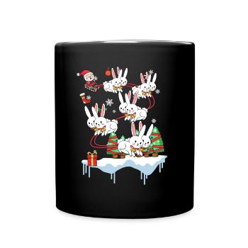 Rabbit rabbit Santa Claus Christmas gift - Full Colour Mug - black - Front