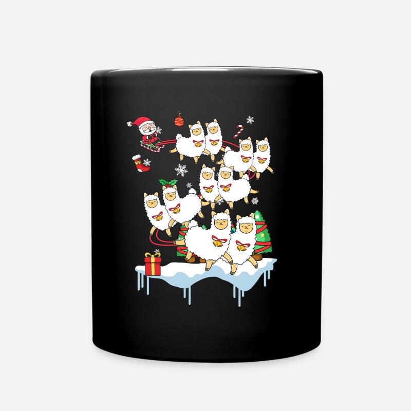 Lama Alpaka Vikunja Santa Weihnachten Geschenk - Tasse einfarbig - Schwarz