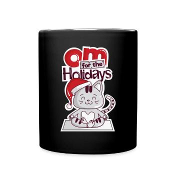 Katzen Weihnachten Yoga Om Niedlich Kitti Geschenk - Tasse einfarbig - Schwarz - Vorne