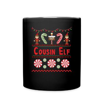 Cousin Elf Ugly Pull Noël Elfe Design - Mug uni - noir - Devant