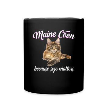 Maine Coon Katze - Maine Coon Weil Größe zählt - Tasse einfarbig - Schwarz - Vorne
