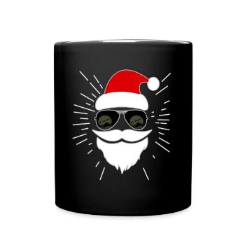 Santa Claus with glasses - Full Colour Mug - black - Front