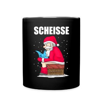 Scheisse Weihnachtsmann Anti Weihnachten Geschenk - Tasse einfarbig - Schwarz - Vorne